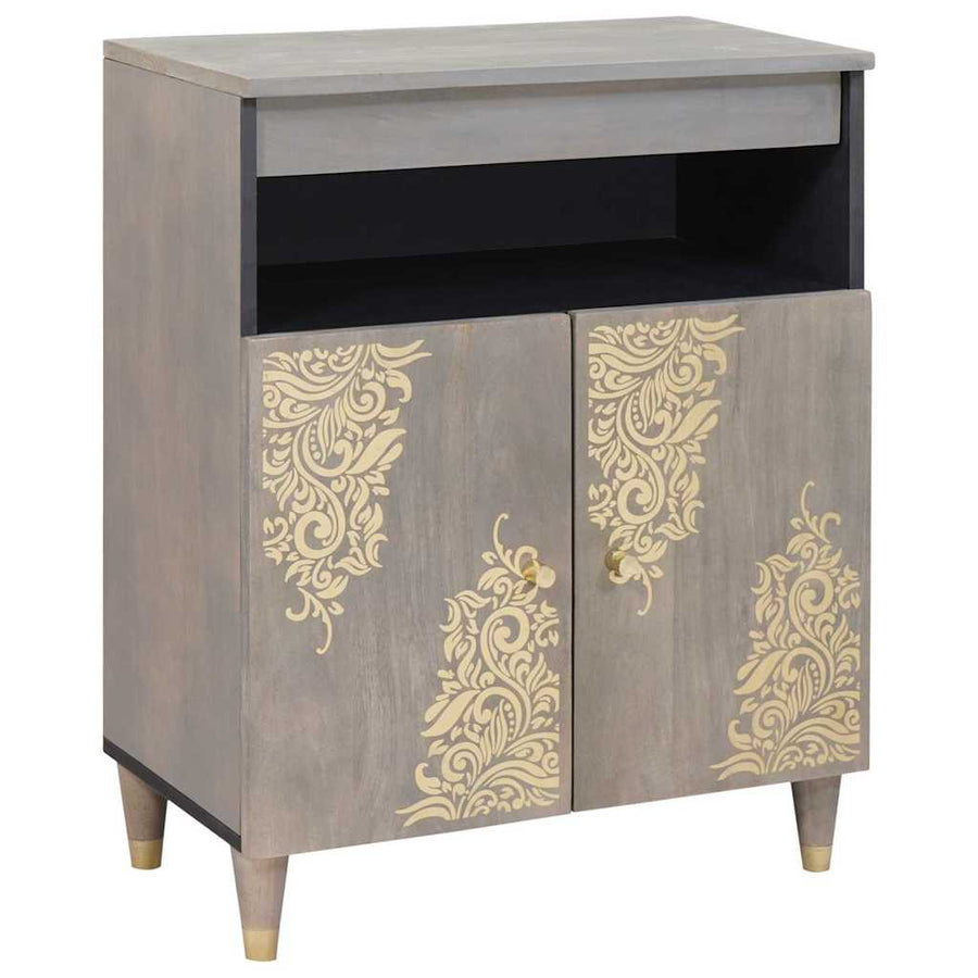 Dressoir Grijs en Goud 60 x 33 x 75 cm Massief Mango Hout