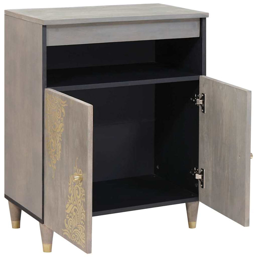 Dressoir Grijs en Goud 60 x 33 x 75 cm Massief Mango Hout