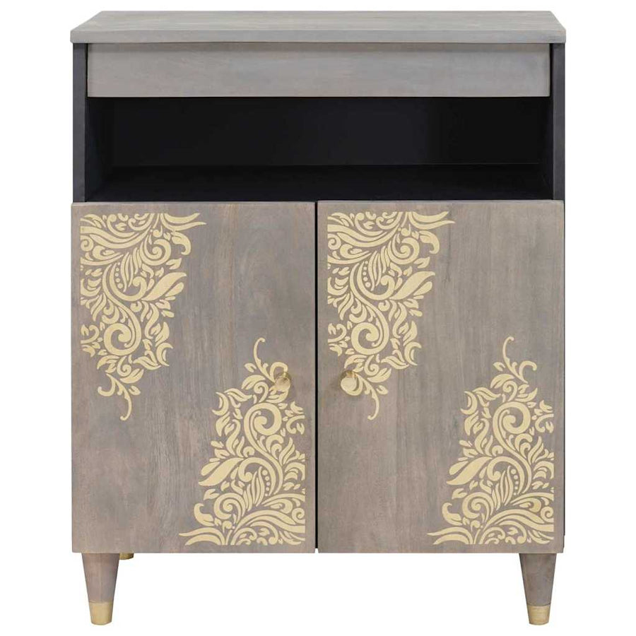 Dressoir Grijs en Goud 60 x 33 x 75 cm Massief Mango Hout