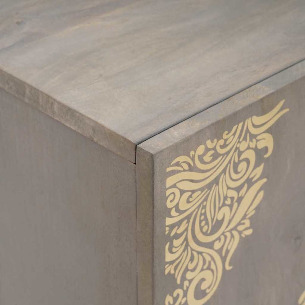 Dressoir Grijs en Goud 60 x 33 x 75 cm Massief mangohout