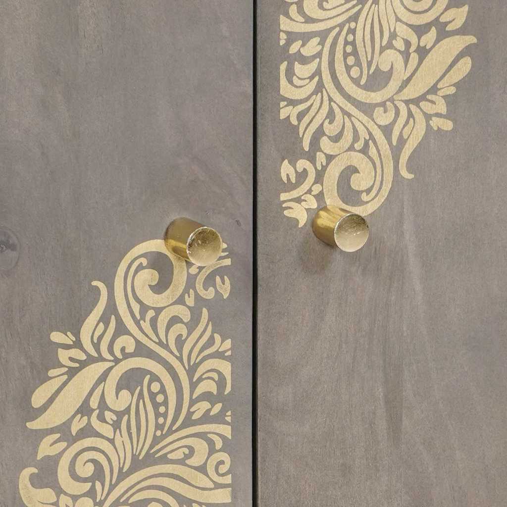 Dressoir Grijs en Goud 60 x 33 x 75 cm Massief mangohout