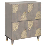 Dressoir 60x33x75 cm massief mangohout grijs goud