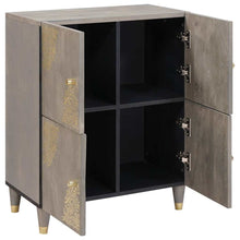 Dressoir Grijs en Goud 60 x 33 x 75 cm Massief mangohout