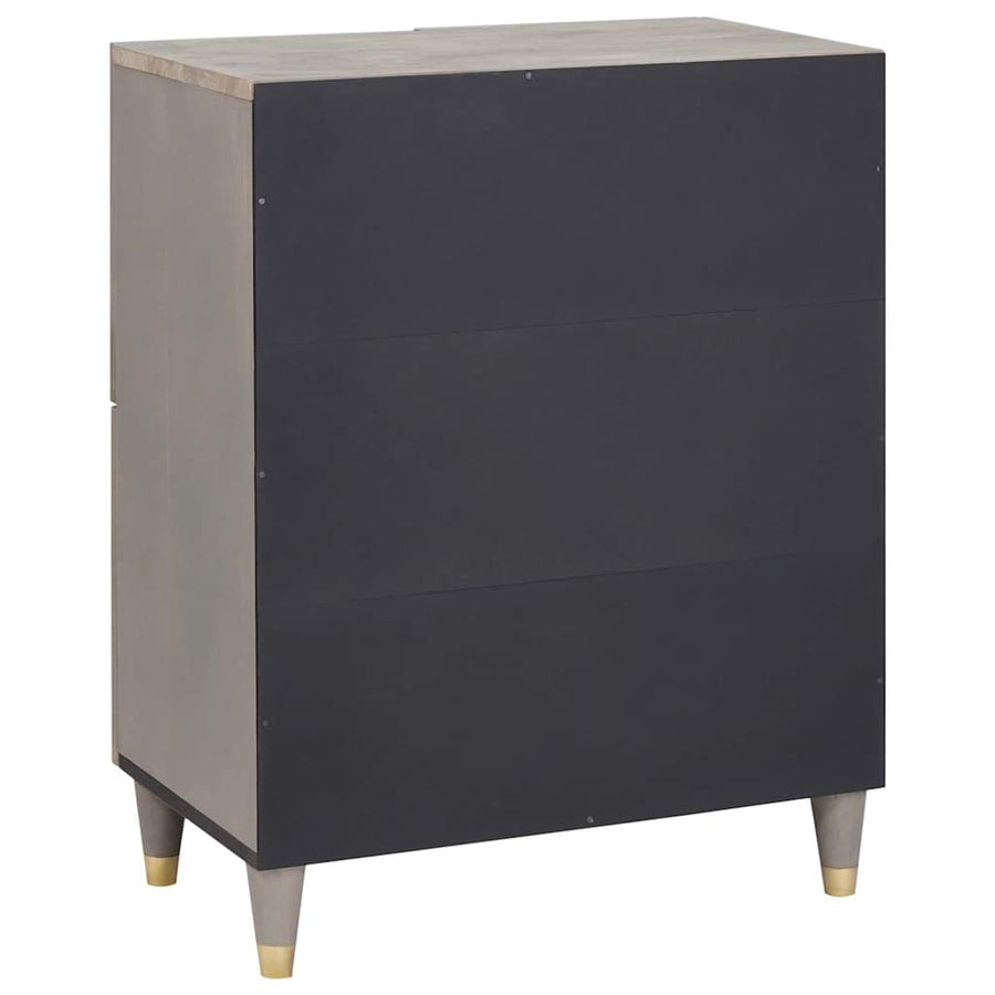 Dressoir Grijs en Goud 60 x 33 x 75 cm Massief mangohout
