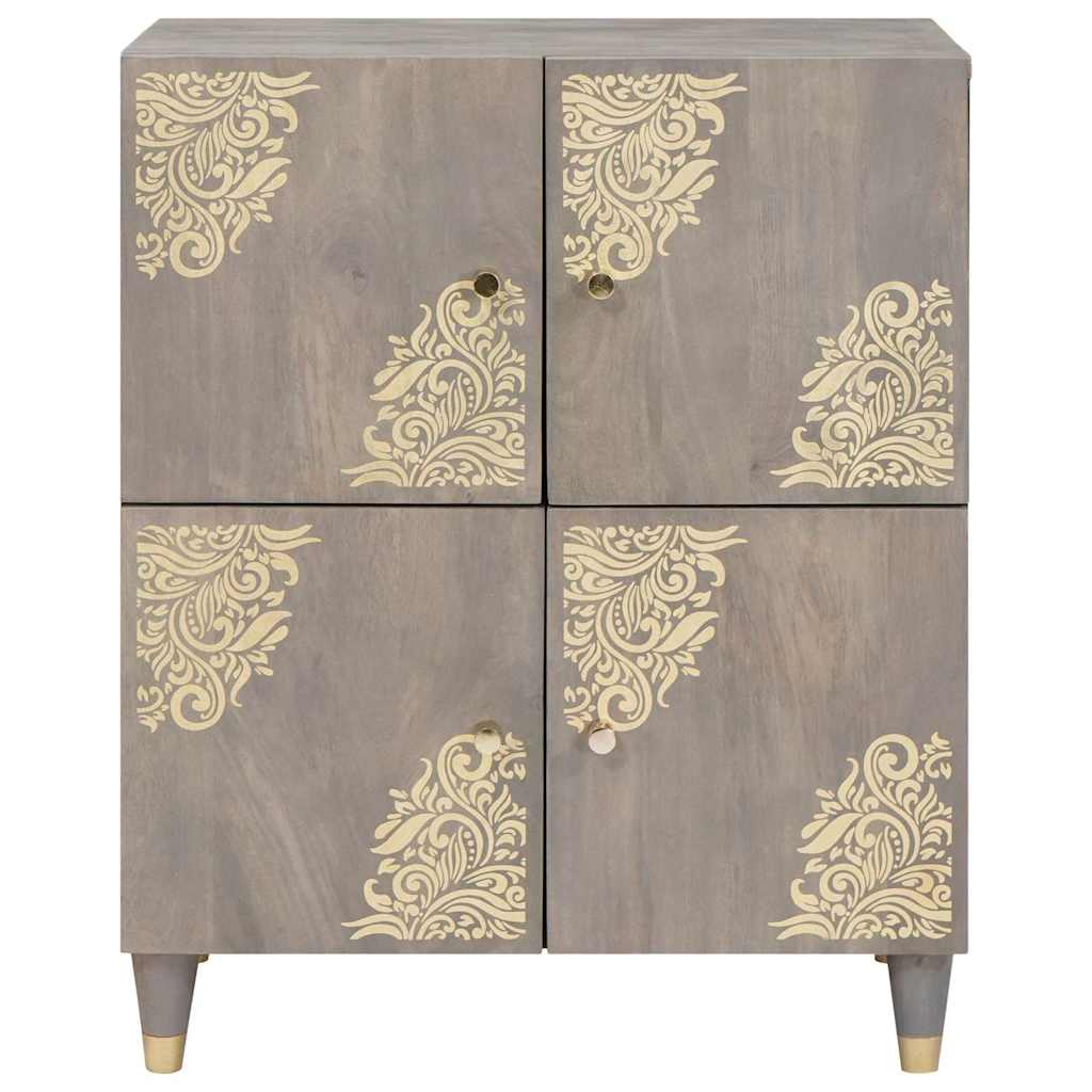 Dressoir Grijs en Goud 60 x 33 x 75 cm Massief mangohout