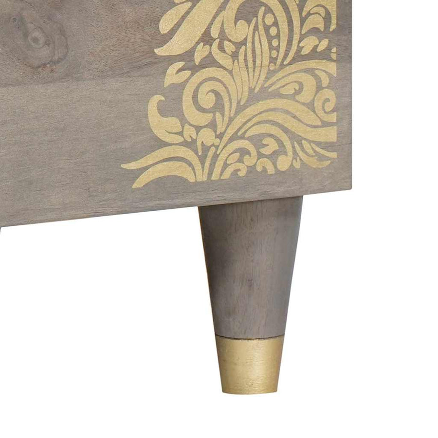Dressoir Grijs en Goud 80 x 33 x 75 cm Massief Mango Hout
