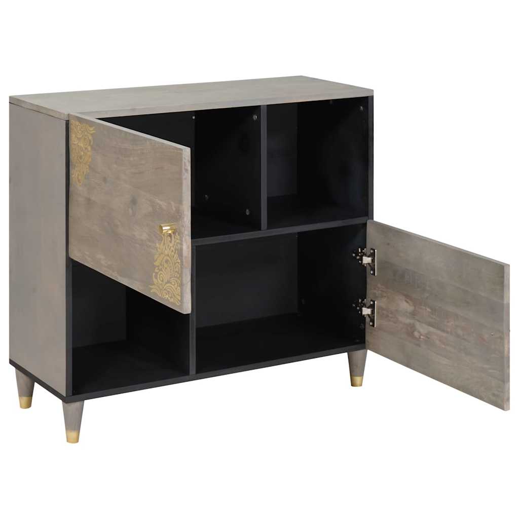 Dressoir Grijs en Goud 80 x 33 x 75 cm Massief Mango Hout
