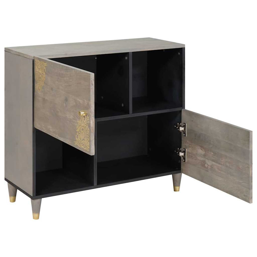 Dressoir Grijs en Goud 80 x 33 x 75 cm Massief Mango Hout
