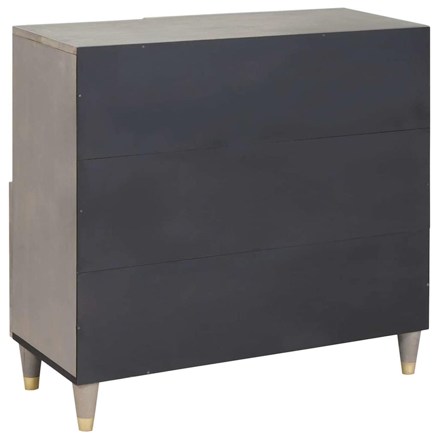 Dressoir Grijs en Goud 80 x 33 x 75 cm Massief Mango Hout