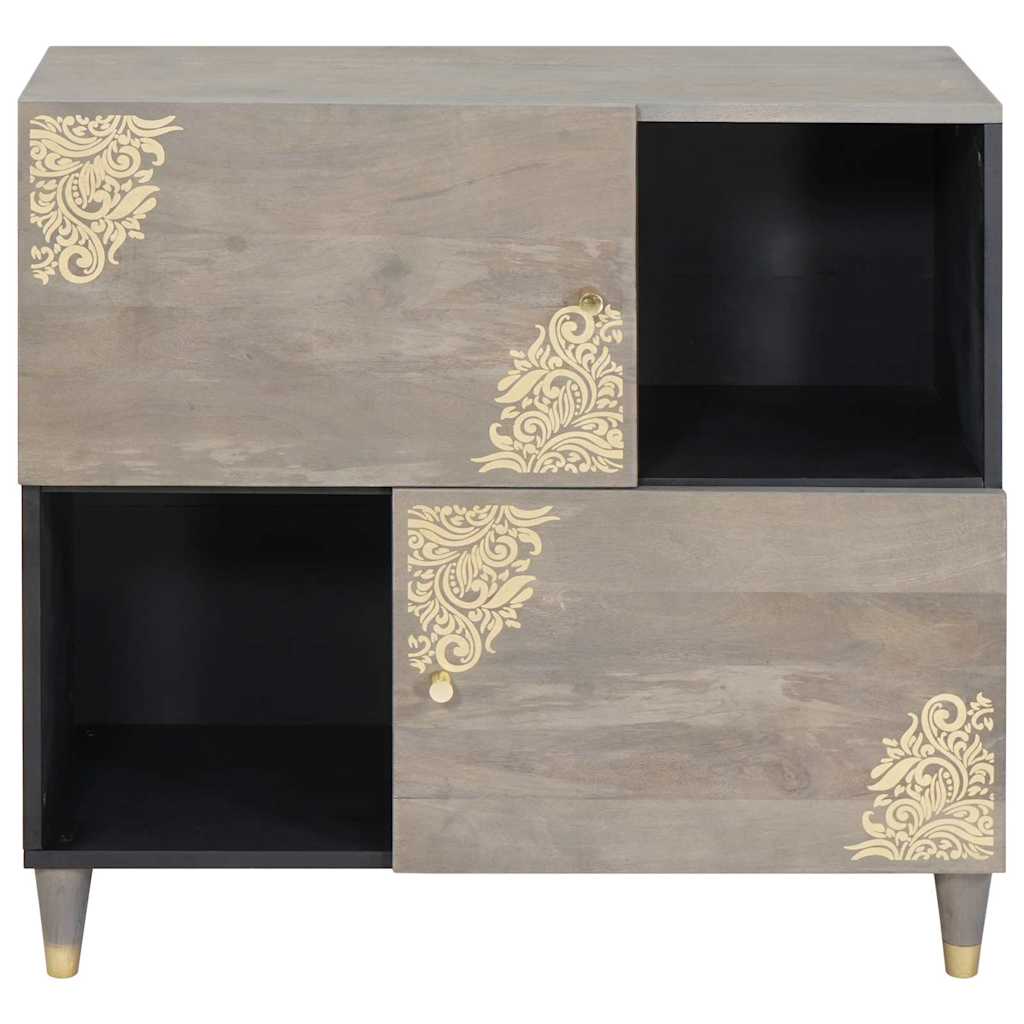 Dressoir Grijs en Goud 80 x 33 x 75 cm Massief Mango Hout