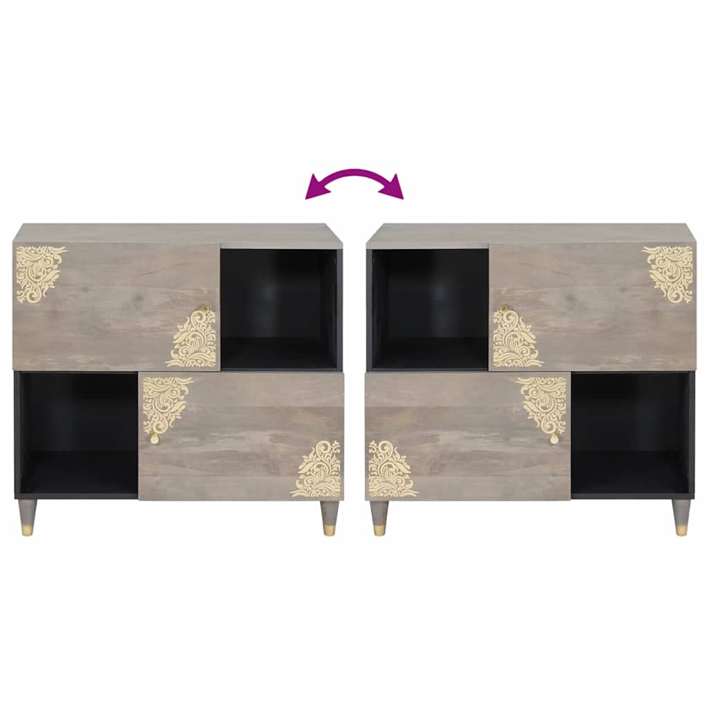 Dressoir Grijs en Goud 80 x 33 x 75 cm Massief Mango Hout
