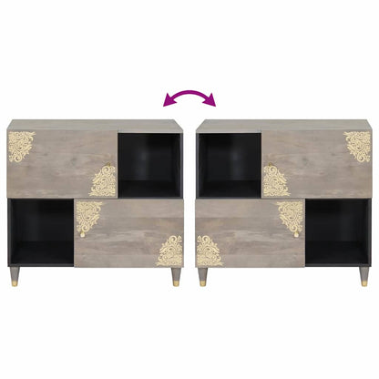 Dressoir Grijs en Goud 80 x 33 x 75 cm Massief Mango Hout