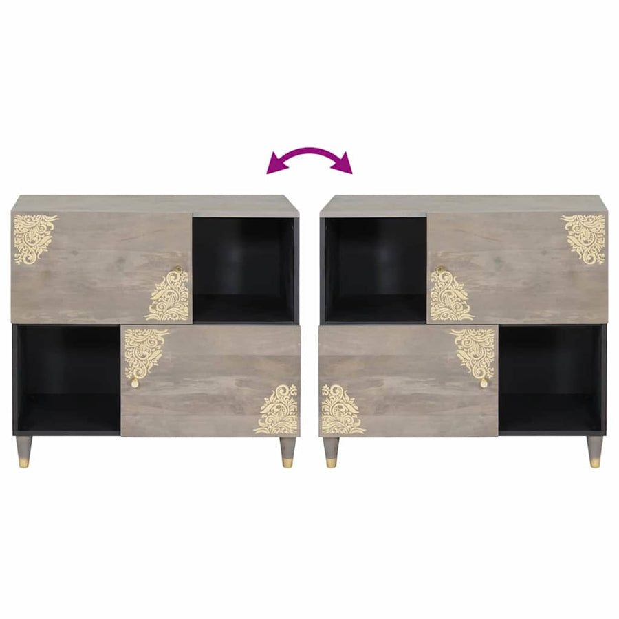 Dressoir Grijs en Goud 80 x 33 x 75 cm Massief Mango Hout