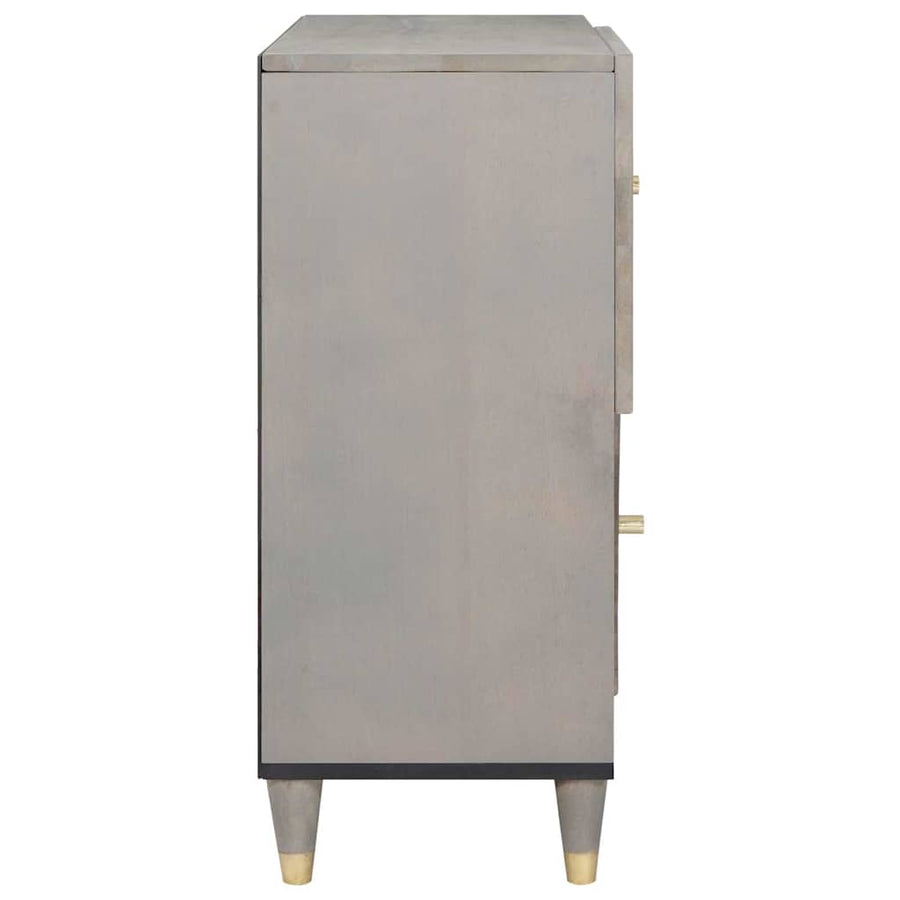 Dressoir Grijs en Goud 80 x 33 x 75 cm Massief Mango Hout
