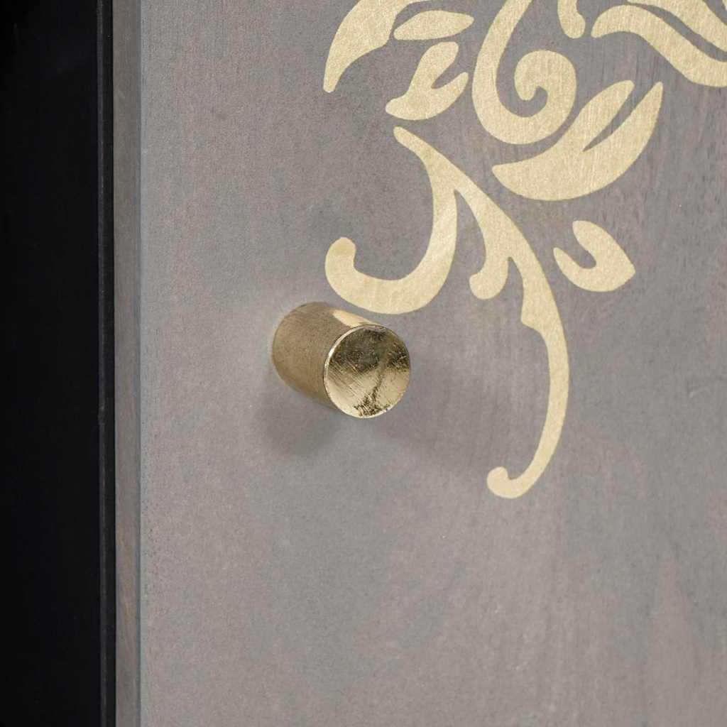 Dressoir Grijs en Goud 90 x 33 x 75 cm Massief Mango Hout
