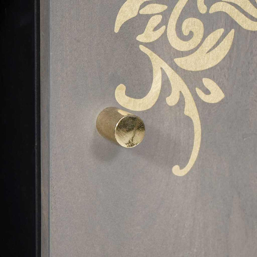 Dressoir Grijs en Goud 90 x 33 x 75 cm Massief Mango Hout