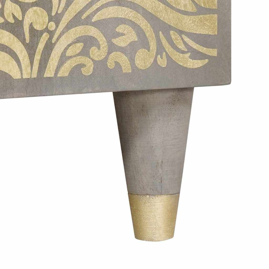 Dressoir Grijs en Goud 90 x 33 x 75 cm Massief Mango Hout