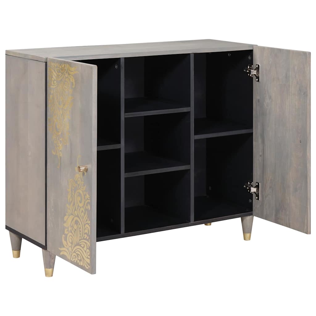 Dressoir Grijs en Goud 90 x 33 x 75 cm Massief Mango Hout