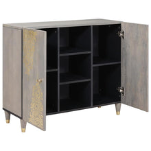Dressoir Grijs en Goud 90 x 33 x 75 cm Massief Mango Hout