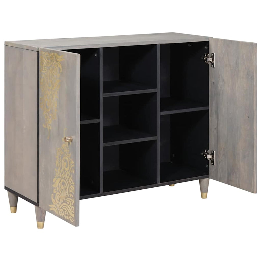 Dressoir Grijs en Goud 90 x 33 x 75 cm Massief Mango Hout