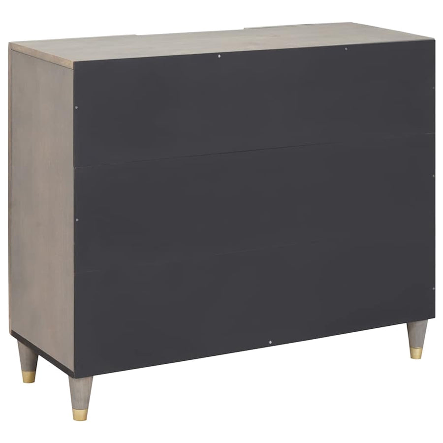 Dressoir Grijs en Goud 90 x 33 x 75 cm Massief Mango Hout