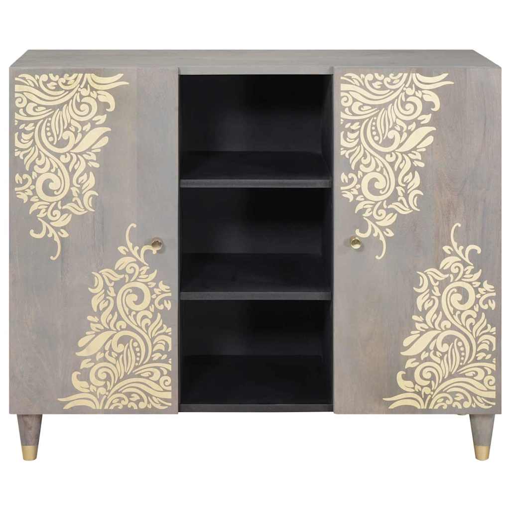 Dressoir Grijs en Goud 90 x 33 x 75 cm Massief Mango Hout