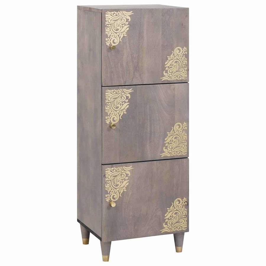 Hoge kast Grijs en Goud 40 x 33 x 110 cm Massief Mango Hout