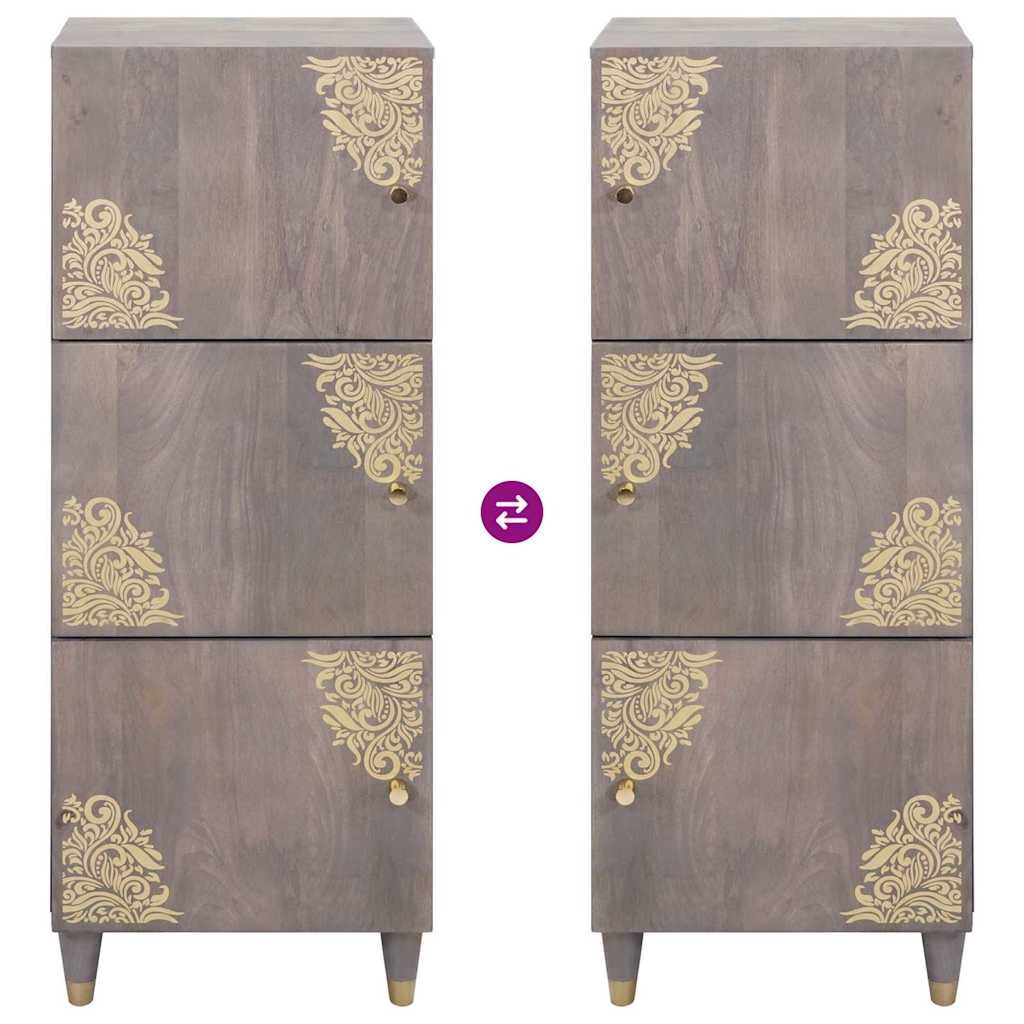 Hoge kast Grijs en Goud 40 x 33 x 110 cm Massief Mango Hout
