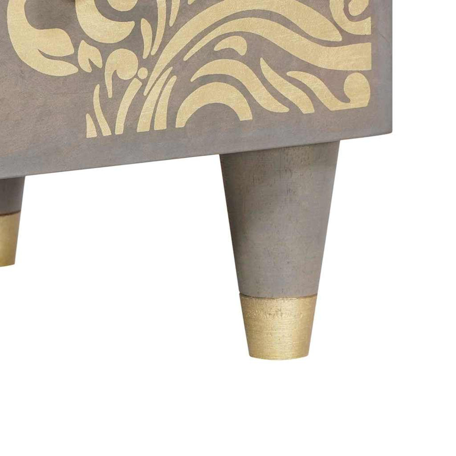 Highboard Grijs en Goud 60 x 33.5 x 100 cm Massief mangohout
