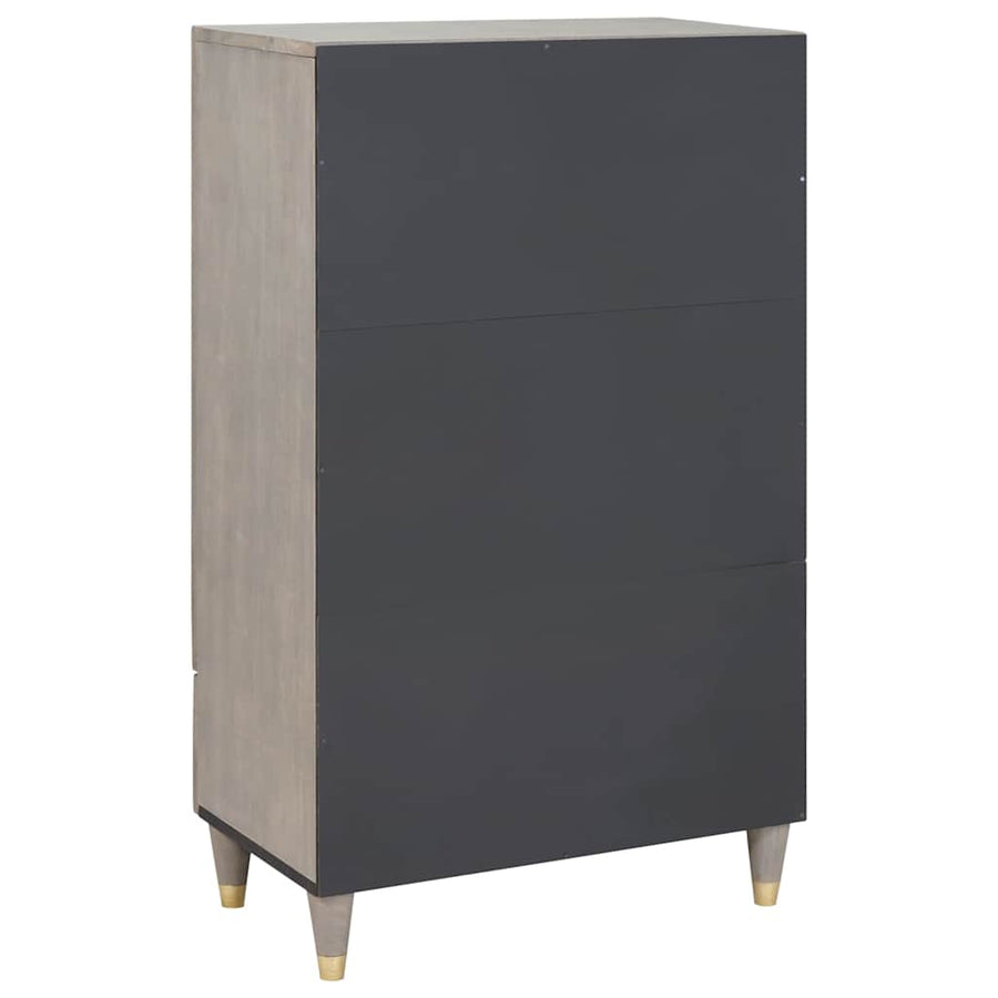 Highboard Grijs en Goud 60 x 33.5 x 100 cm Massief mangohout