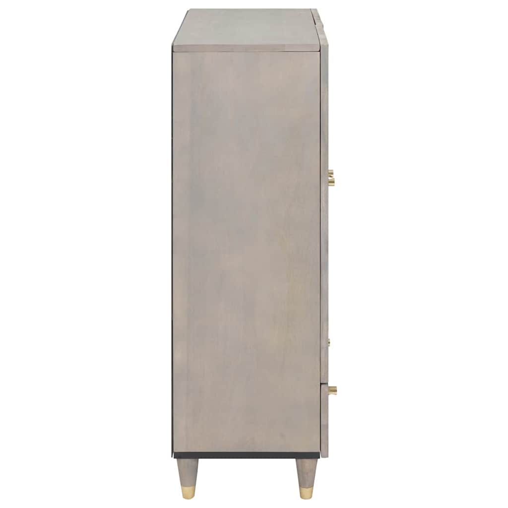 Highboard Grijs en Goud 60 x 33.5 x 100 cm Massief mangohout