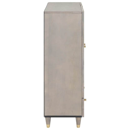 Highboard Grijs en Goud 60 x 33.5 x 100 cm Massief mangohout