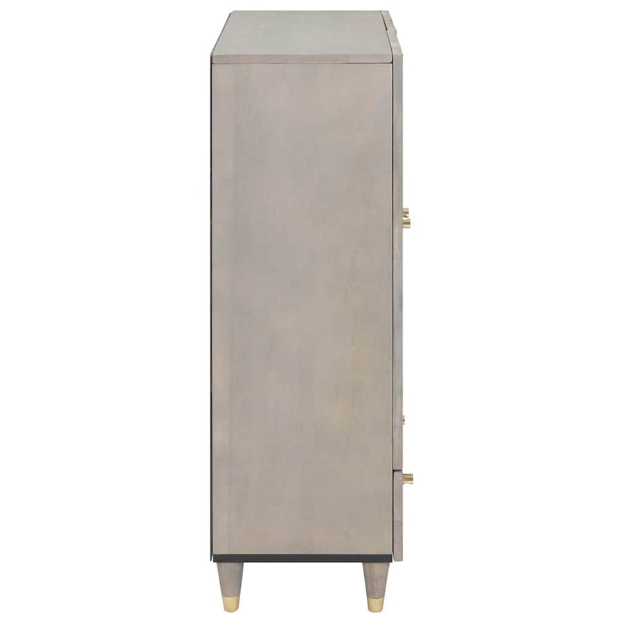 Highboard Grijs en Goud 60 x 33.5 x 100 cm Massief mangohout