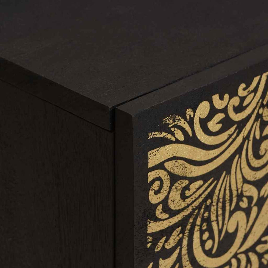 Nachtkastje met Deur Zwart 40 x 33 x 46 cm Massief Mango Hout