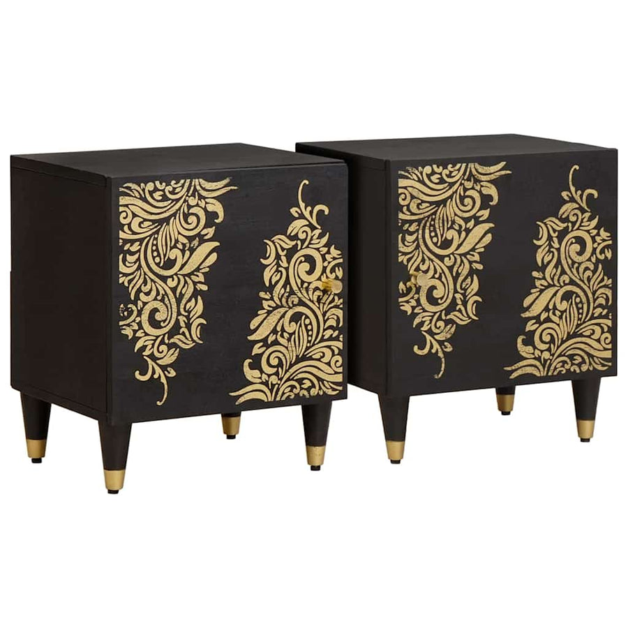 Nachtkastje met Deur 2 pcs Zwart 40 x 33 x 46 cm