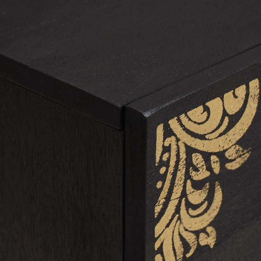 Nachtkastje met lade Zwart 40 x 33 x 46 cm Massief Mango Hout