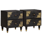 Bedside Tables 2 pcs Black 40 x 33 x 46 cm Solid Mango Wood