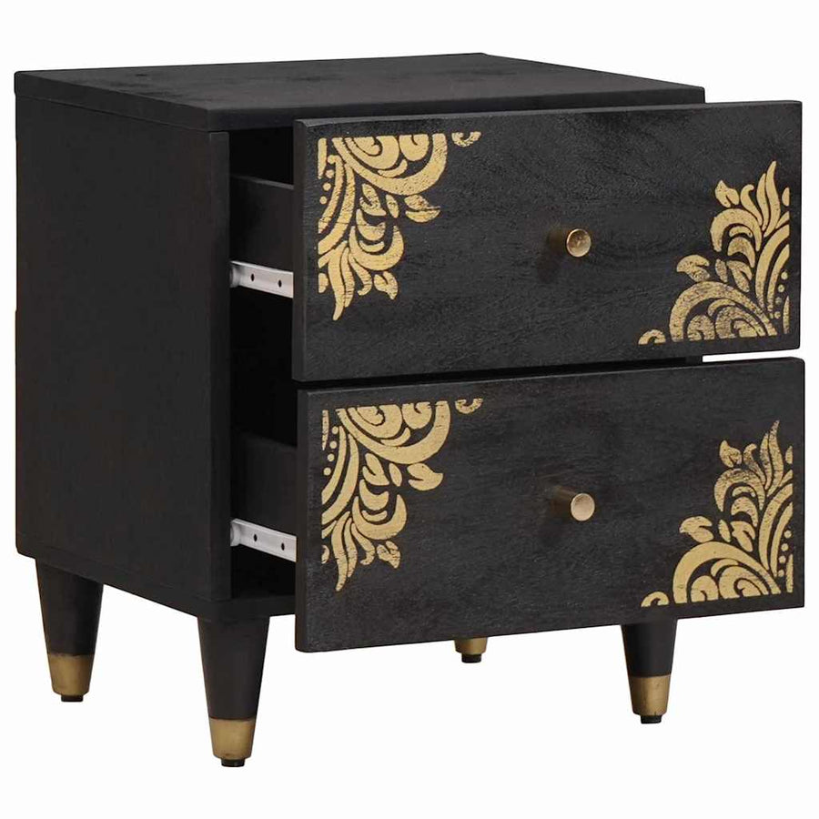 Nachtkastje 2 pcs Zwart 40 x 33 x 46 cm Massief Mango Hout