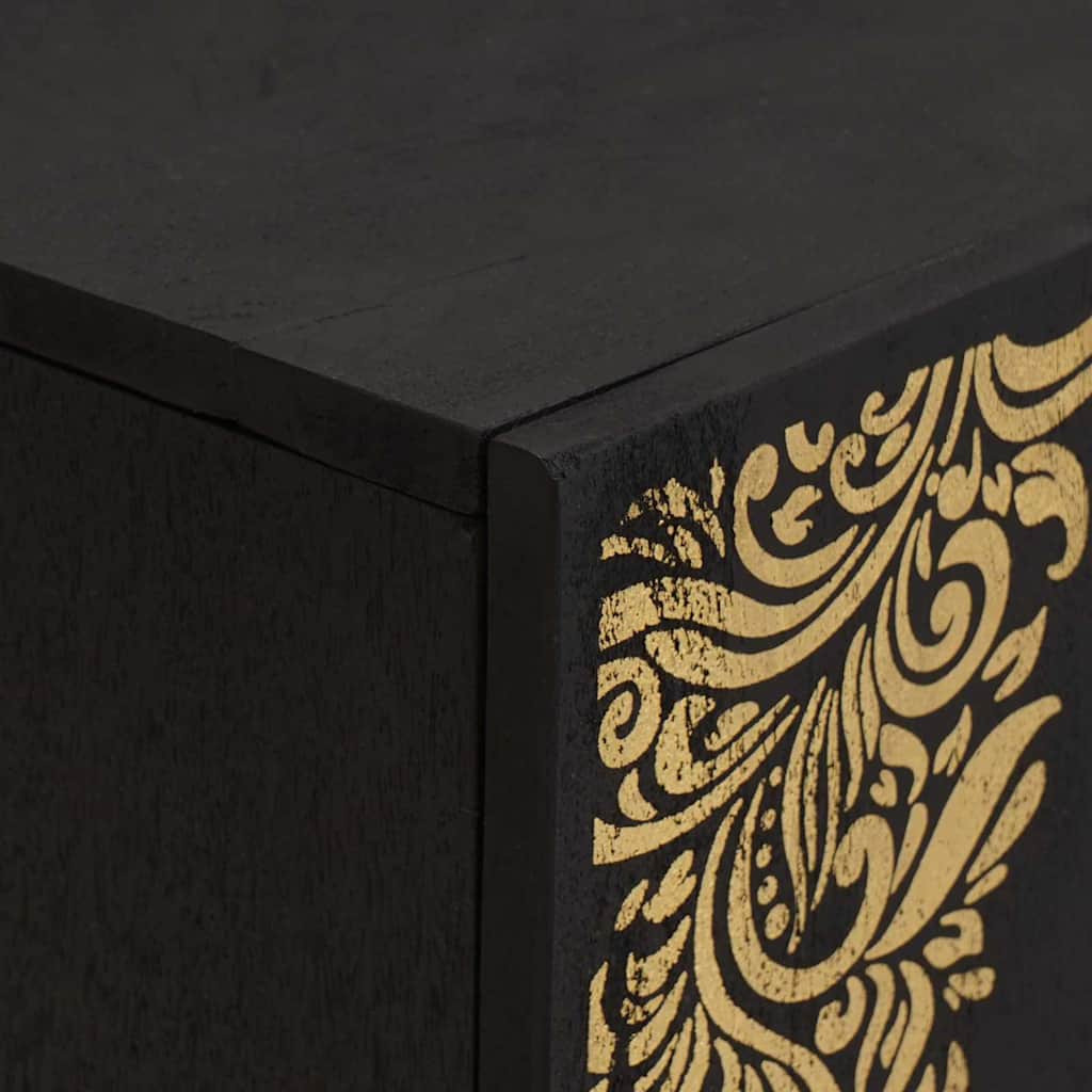 TV-kast met plank Zwart 105 x 33 x 46 cm Massief Mango Hout