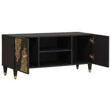 TV-kast met plank Zwart 105 x 33 x 46 cm Massief Mango Hout