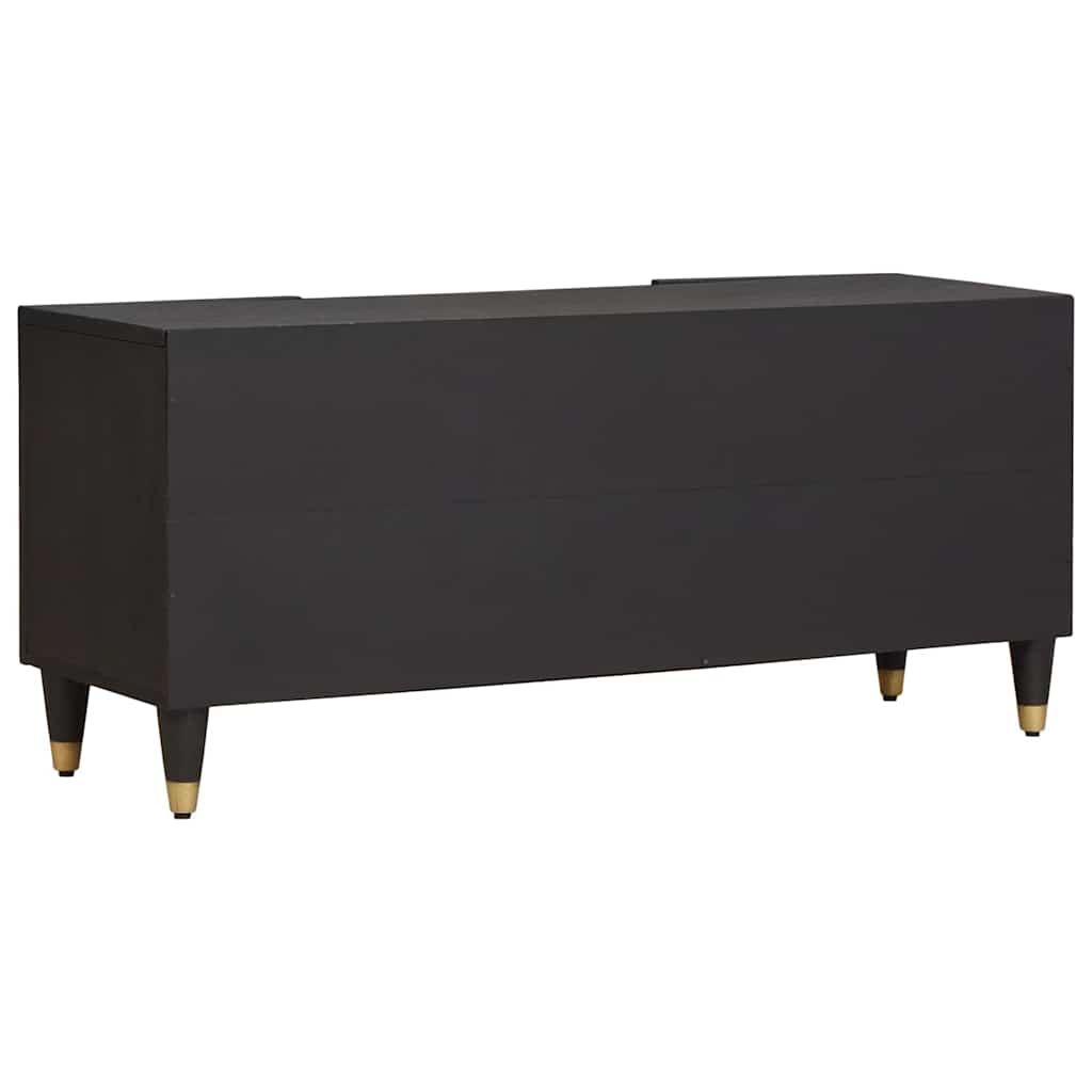 TV-kast met plank Zwart 105 x 33 x 46 cm Massief Mango Hout
