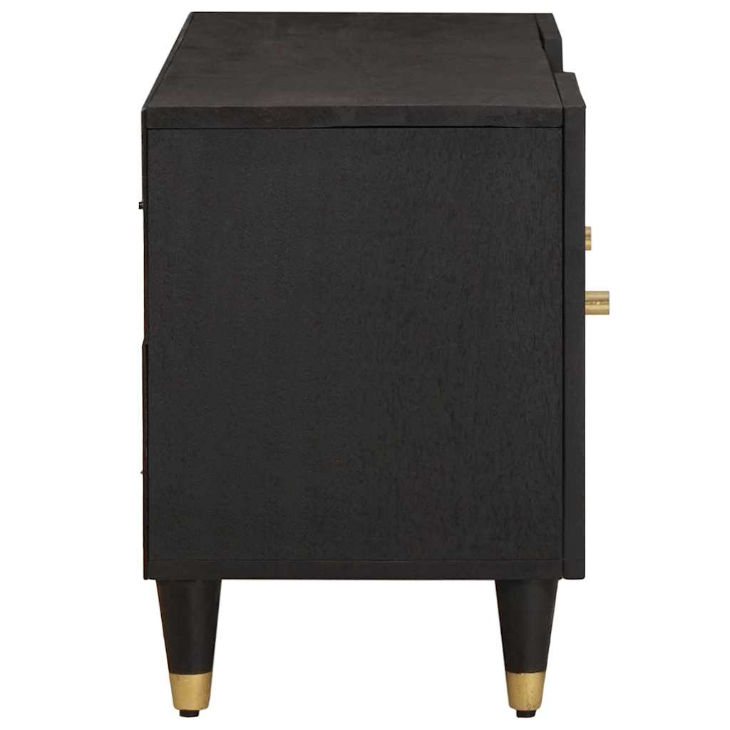 TV-kast met plank Zwart 105 x 33 x 46 cm Massief Mango Hout