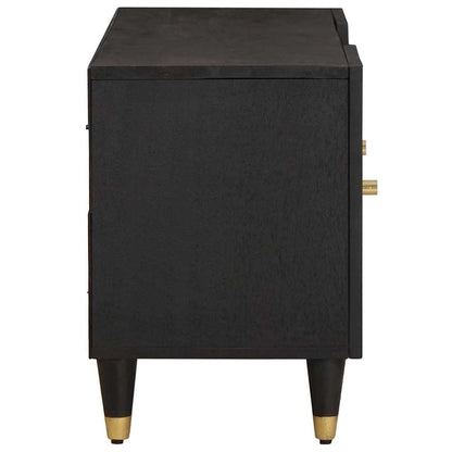 TV-kast met plank Zwart 105 x 33 x 46 cm Massief Mango Hout