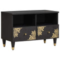 TV-kast met lade Zwart 70 x 33 x 46 cm Massief Mango Hout