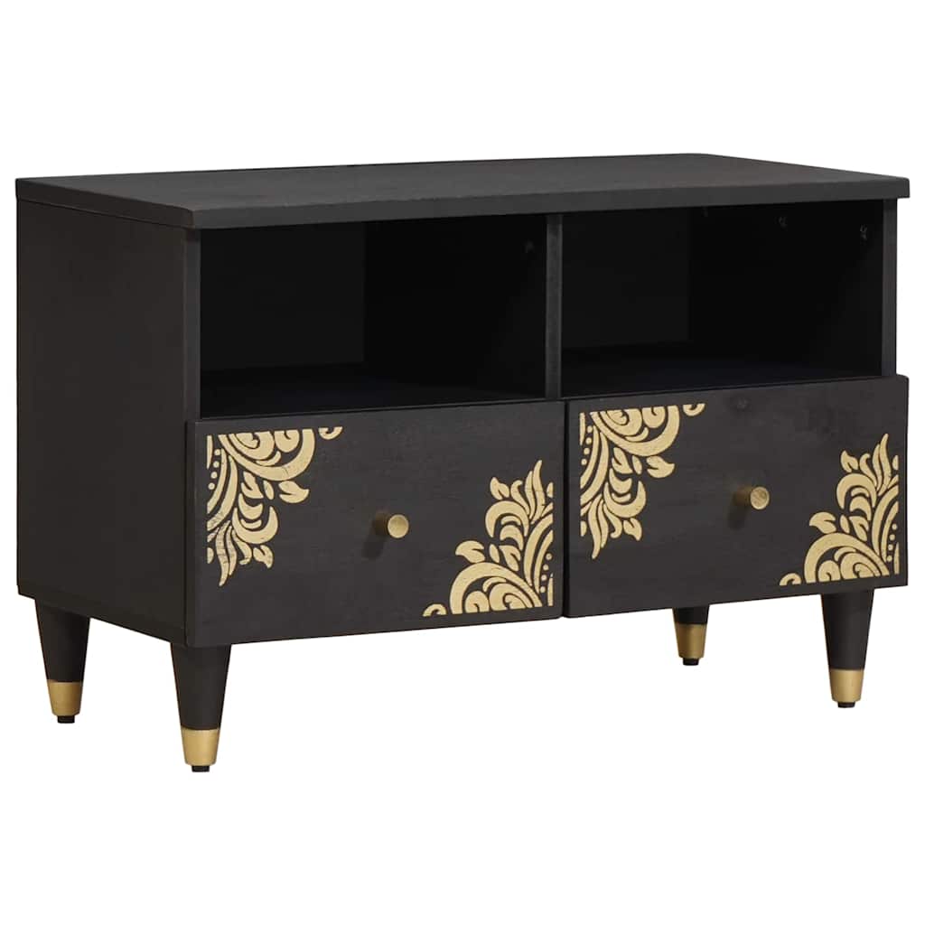 TV-kast met lade Zwart 70 x 33 x 46 cm Massief Mango Hout