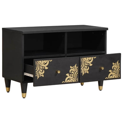 TV-kast met lade Zwart 70 x 33 x 46 cm Massief Mango Hout