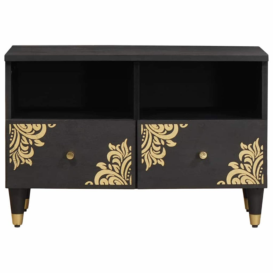 TV-kast met lade Zwart 70 x 33 x 46 cm Massief Mango Hout