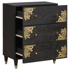 Dressoir massief mangohout 60x33x75 cm zwart