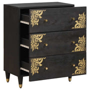 Dressoir massief mangohout 60x33x75 cm zwart