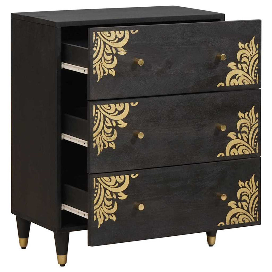 Dressoir Zwart 60 x 33 x 75 cm Massief Mango Hout
